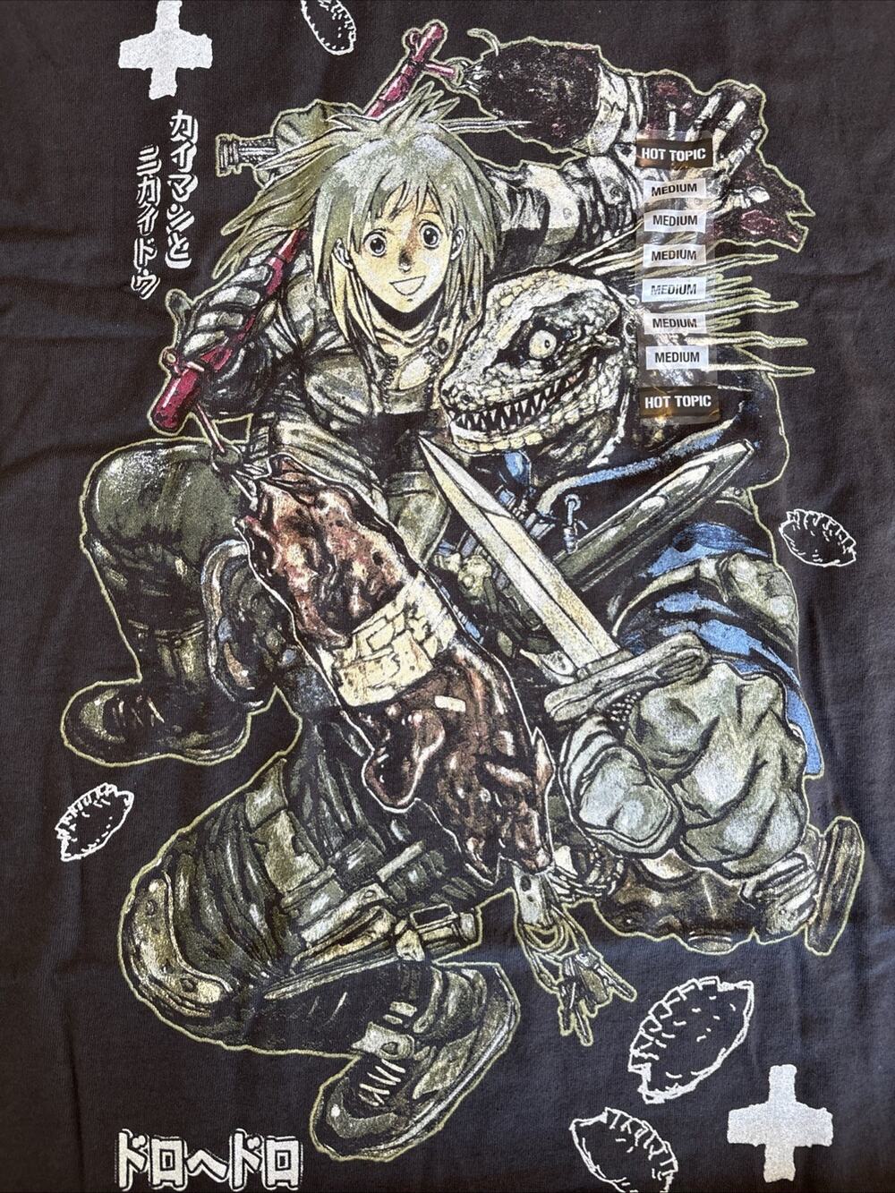 Dorohedoro Anime T-Shirt Caiman & Nikaido Graphic Tee Dark Gray Medium NWT
